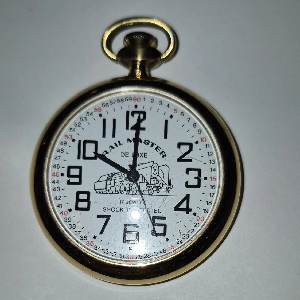 Vintage Gold Rail Master De Luxe Pocket Watch - Picture 4 of 4